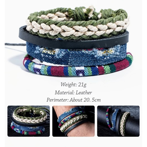 Men's Denim & Woven Bracelet Set - Picture 3 of 3